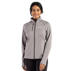 Cutter & Buck Women's Peshastin Recycled Grid Fleece Mens Hybrid Hooded Full Zip Jacket