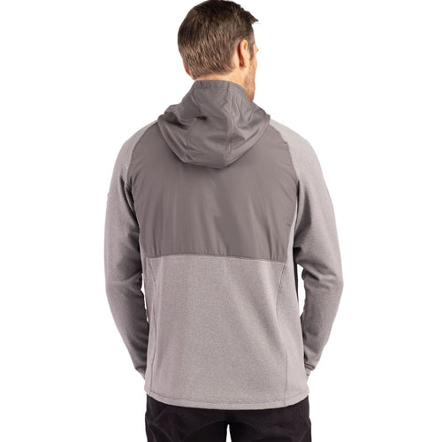 Cutter & Buck Men's Peshastin Recycled Grid Fleece Mens Hybrid Hooded Full Zip Jacket